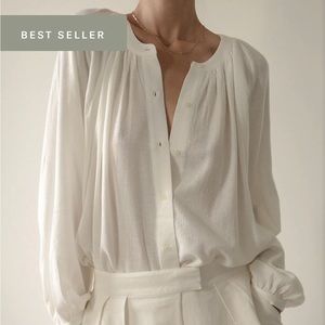 Jenni Kayne Long-Sleeve Willow Blouse (Color Ivory, Size XS)